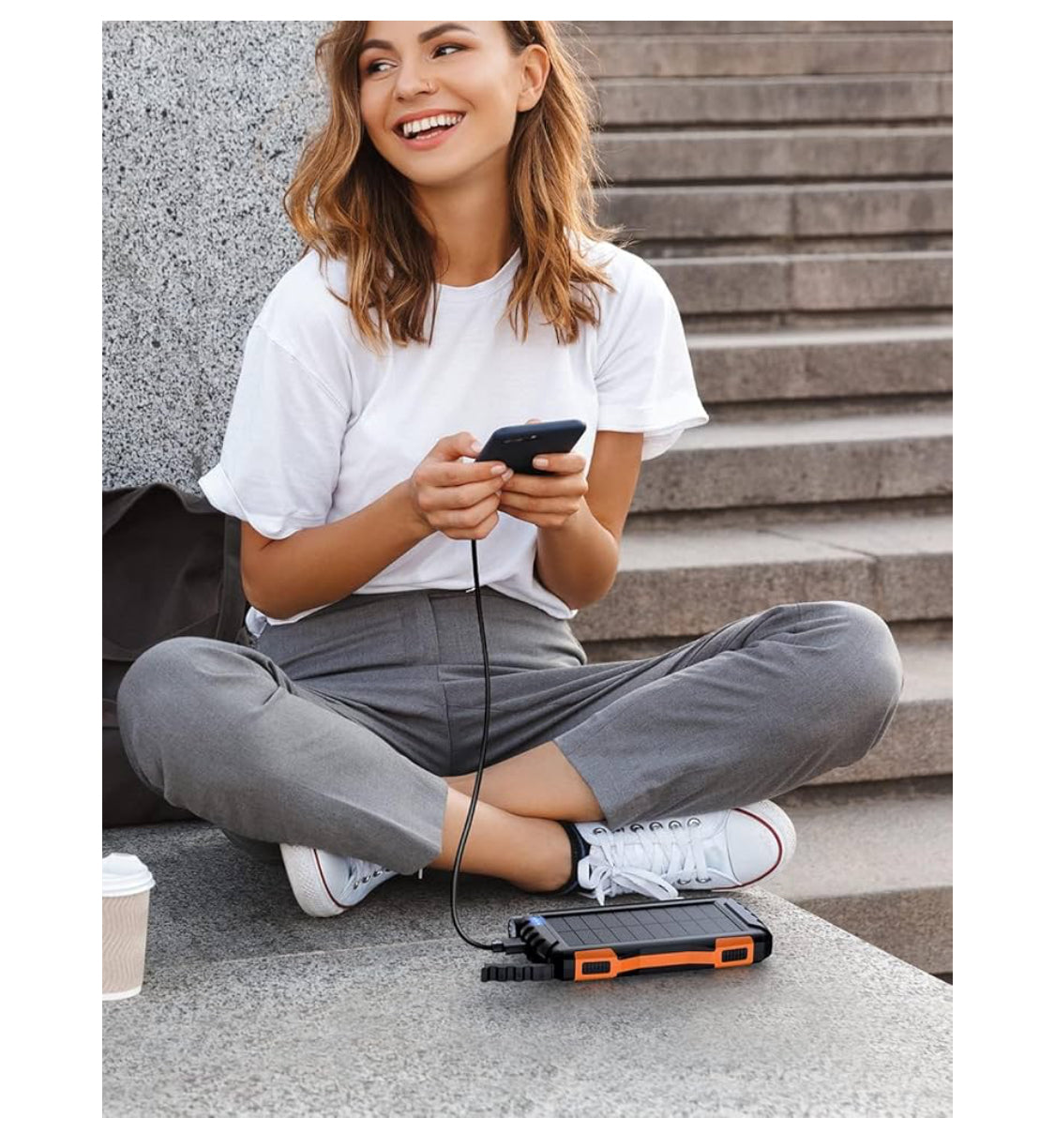 Power Bank Solar Charger - 42800mAh Portable Charger (Orange)