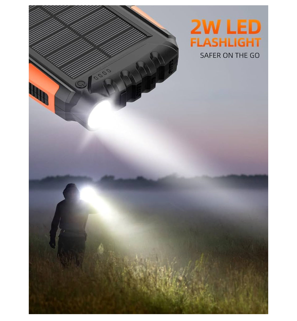 Power Bank Solar Charger - 42800mAh Portable Charger (Orange)
