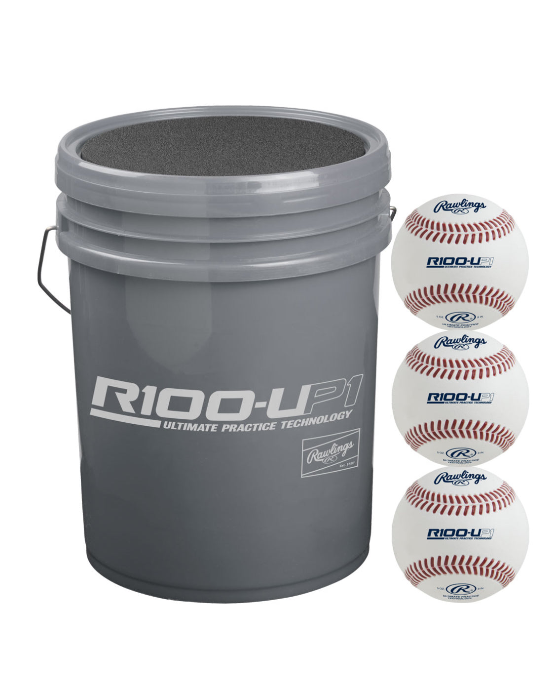 Rawlings R100-UP1 Batting Practice 24ct and Padded Bucket