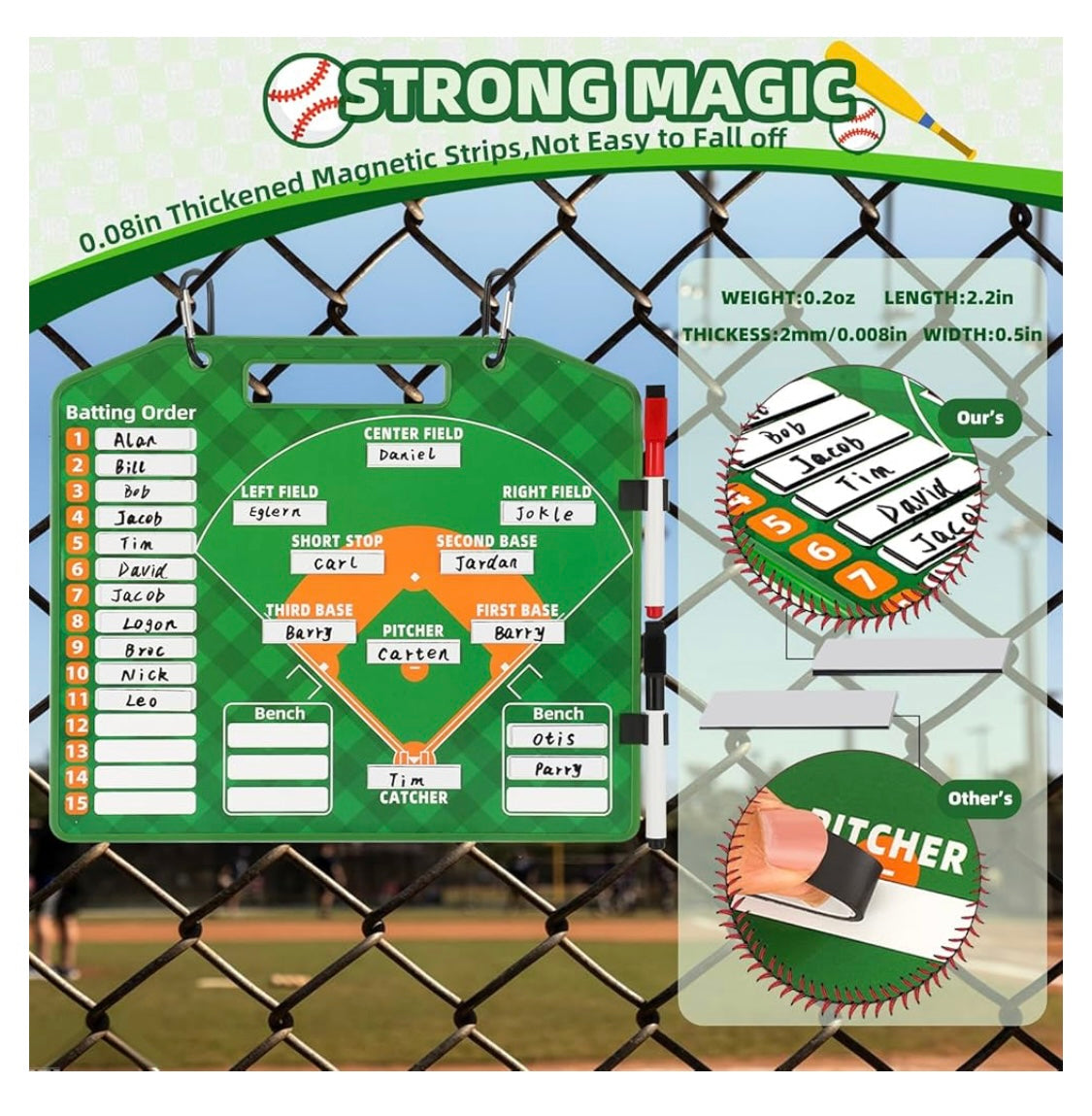 Magnetic Baseball Lineup Board