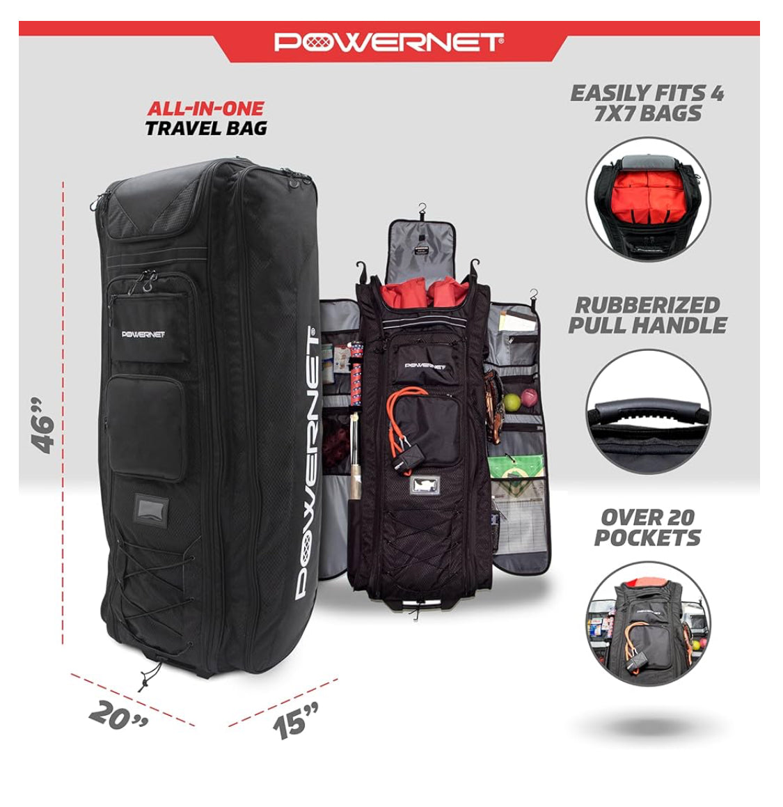 PowerNet Coaches Gear Transporter Wheeled Bag