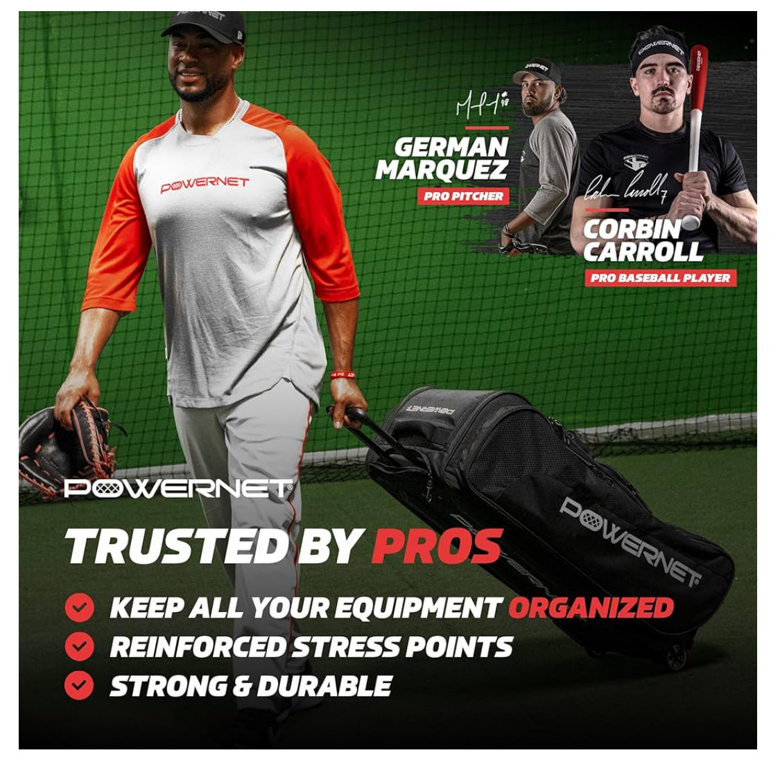 PowerNet Optimus Catchers Rolling Equipment bag