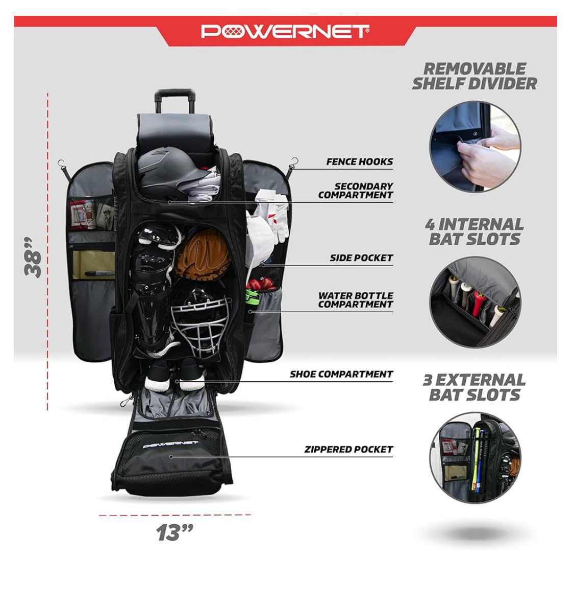 PowerNet Optimus Catchers Rolling Equipment bag