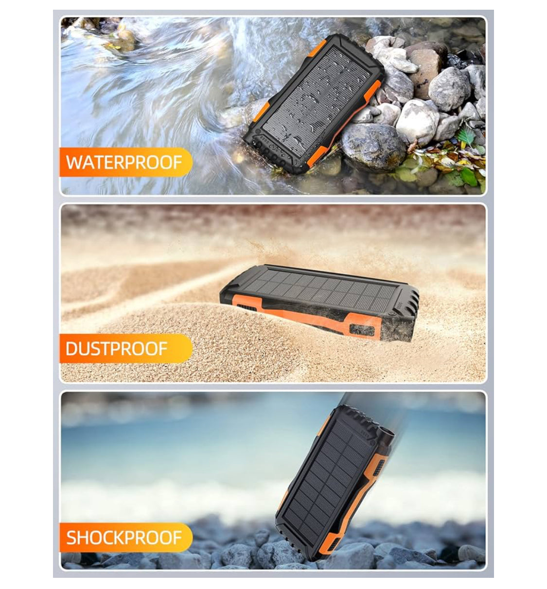 Power Bank Solar Charger - 42800mAh Portable Charger (Orange)
